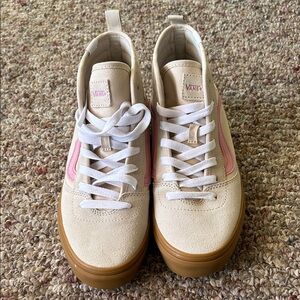 Vans Women's Cream and Pink Sneakers